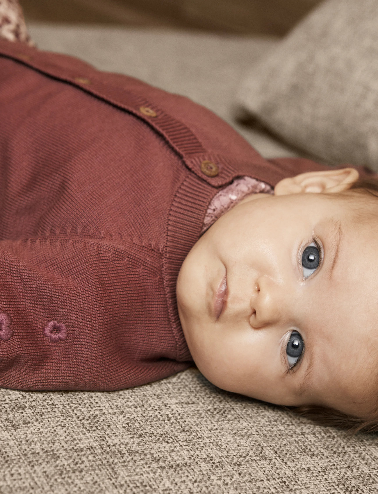 En Fant Cardigan Knit, 74, Red, Strik > Cardigans, Børn