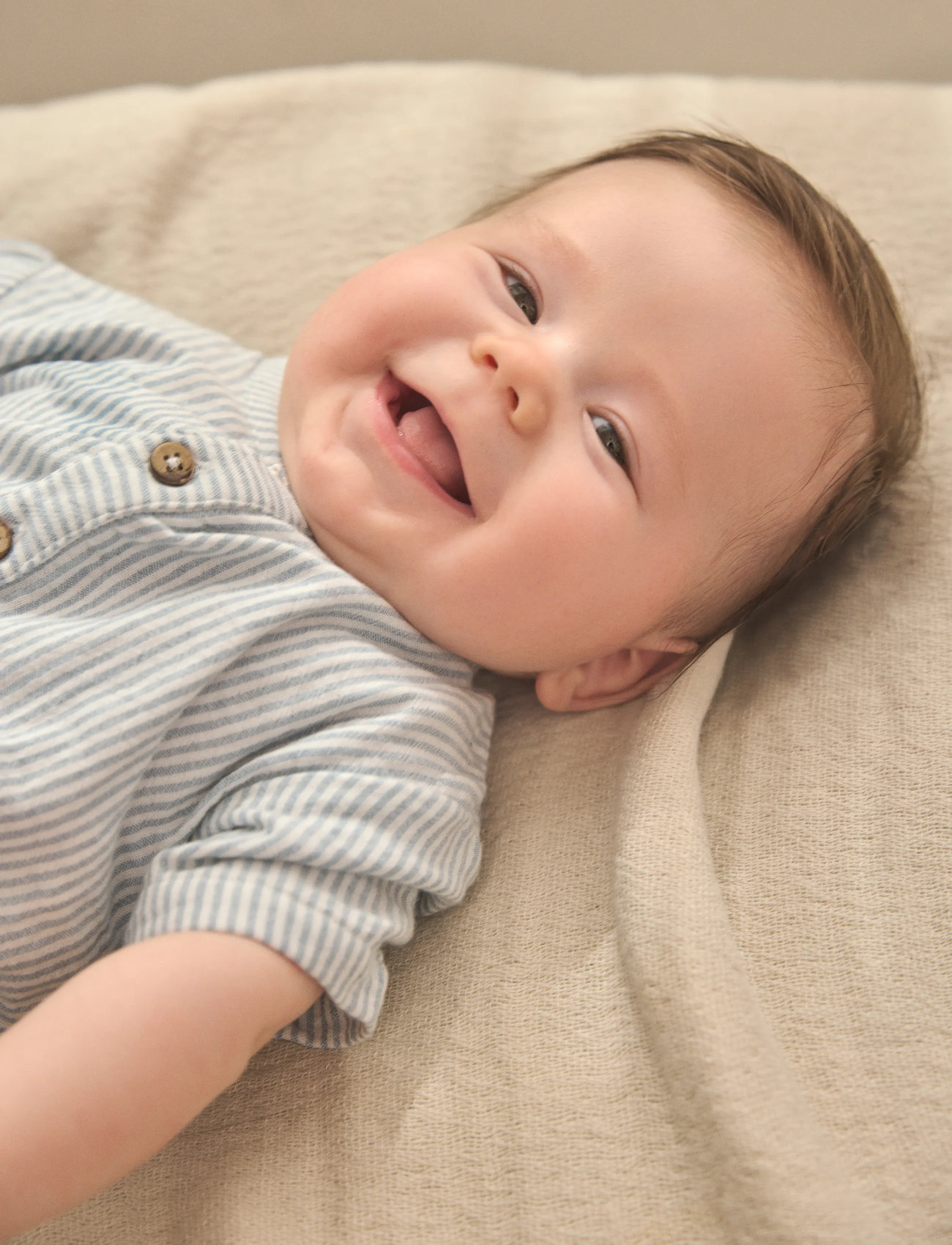 En Fant Playsuit Muslin Stripe, 86, Blue, Kroppe > Kortærmede, Børn