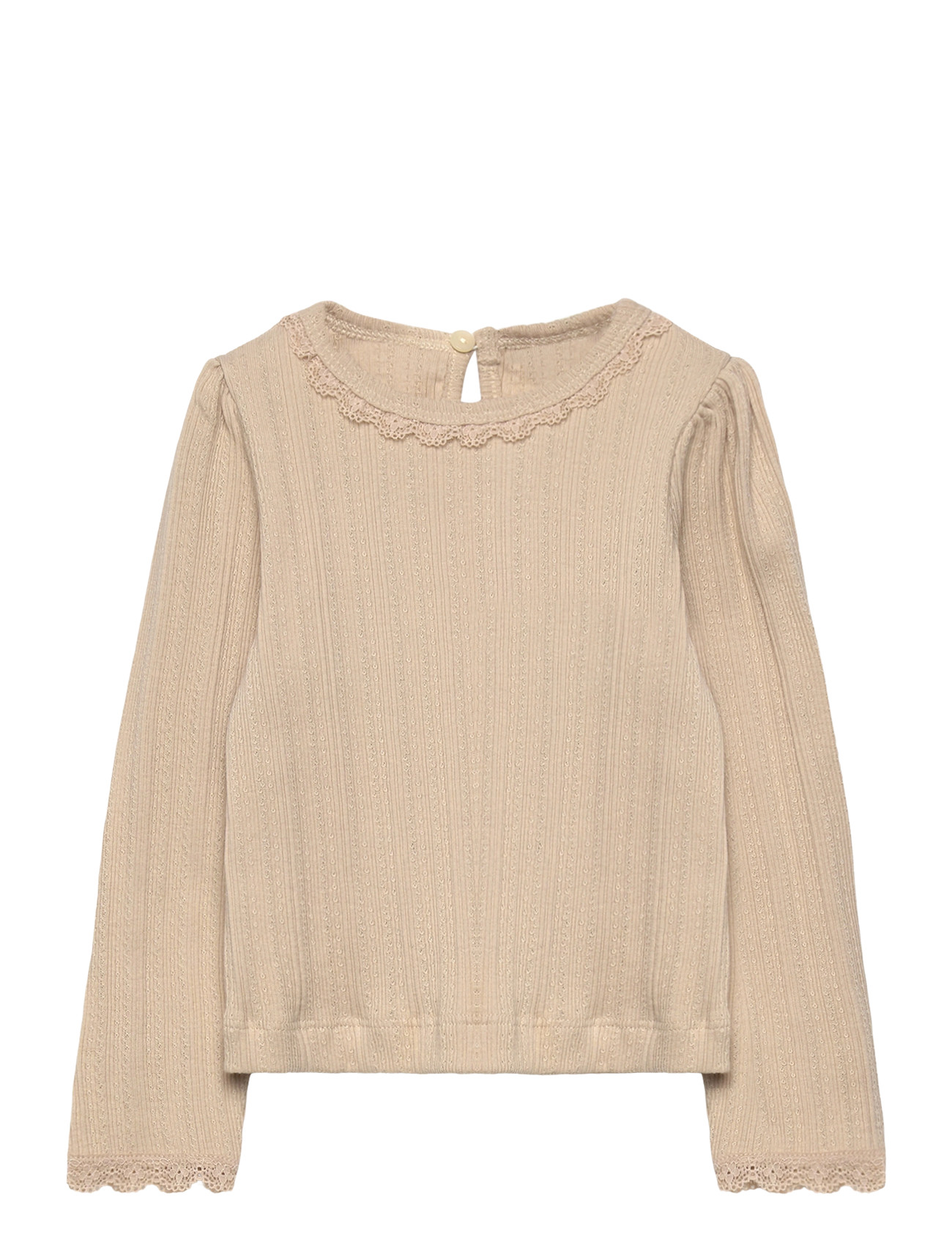 EN FANT T-Shirt Ls Pointelle Beige - 104 - Kinder