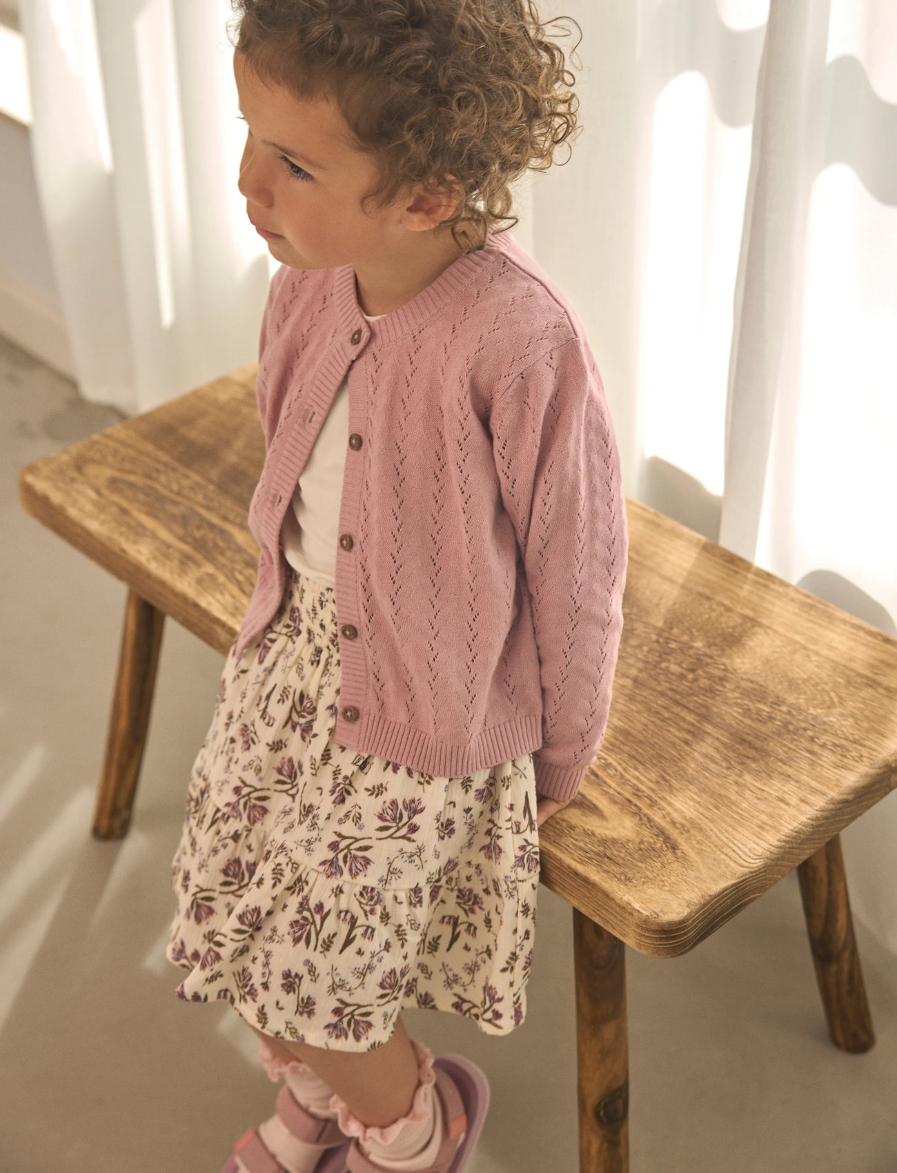 En Fant Skirt Floral Woven, 104, Cream, Nederdele > Midi-Nederdele, Børn