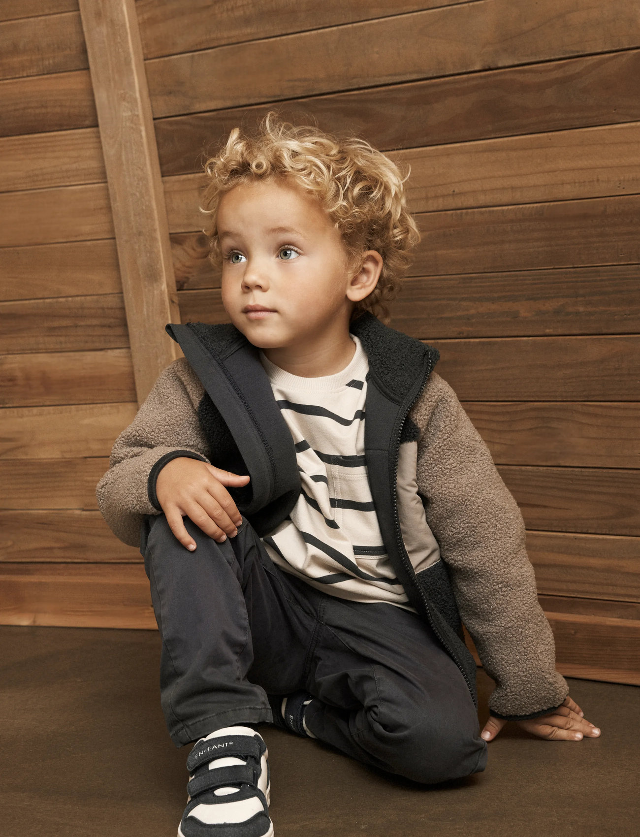En Fant T-Shirt Ls Stripe Oversize, 116, Beige, T-Shirts > Langærmede T-shirts, Børn