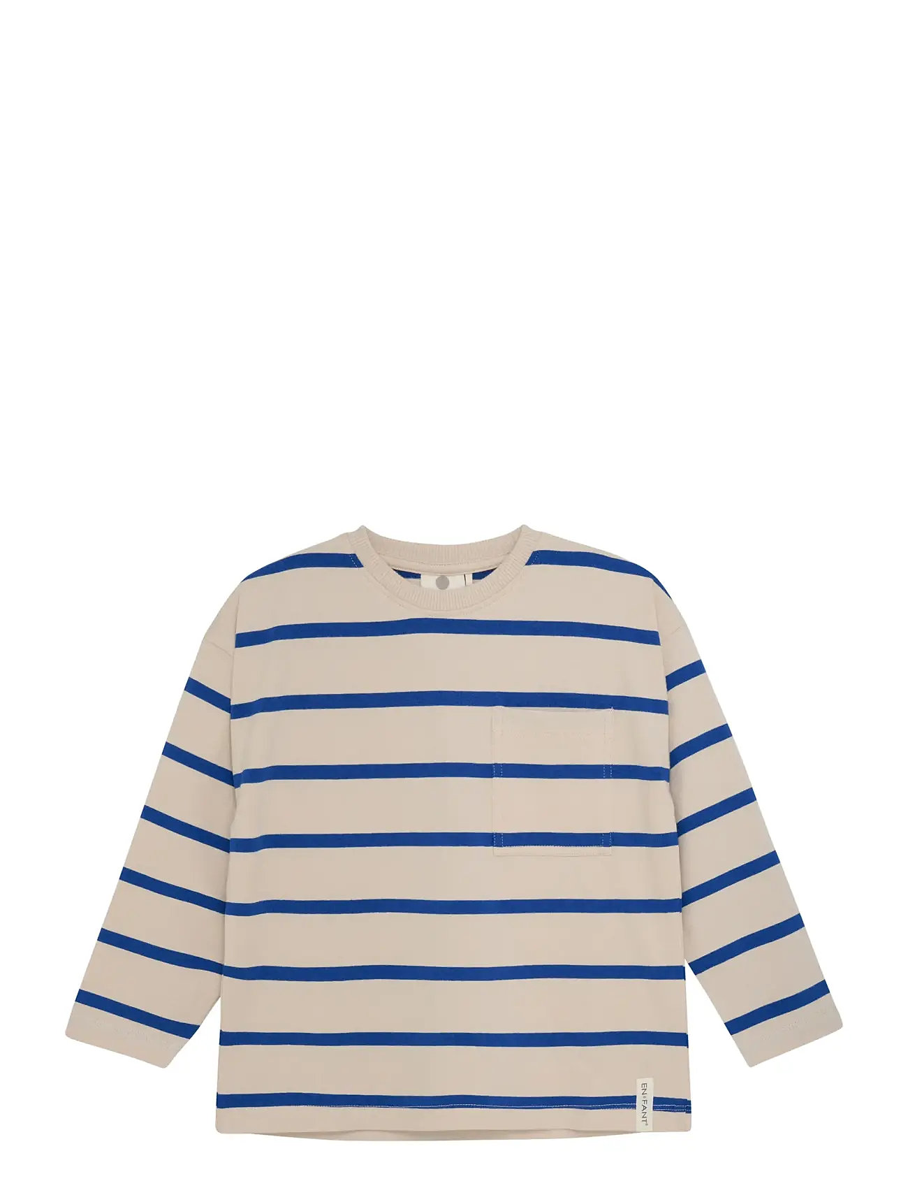 En Fant T-Shirt Ls Stripe Oversize, 104, Beige, T-Shirts > Langærmede T-shirts, Børn