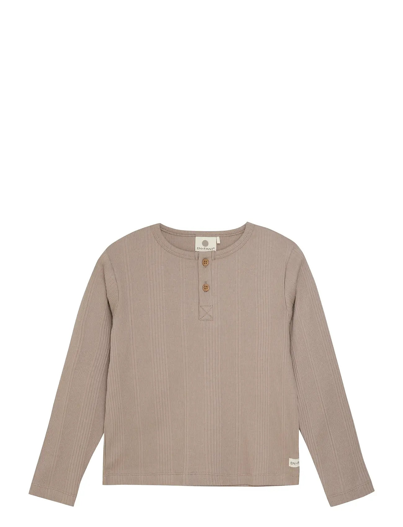 EN FANT T-Shirt Ls Rib Beige - 128 - Kinder