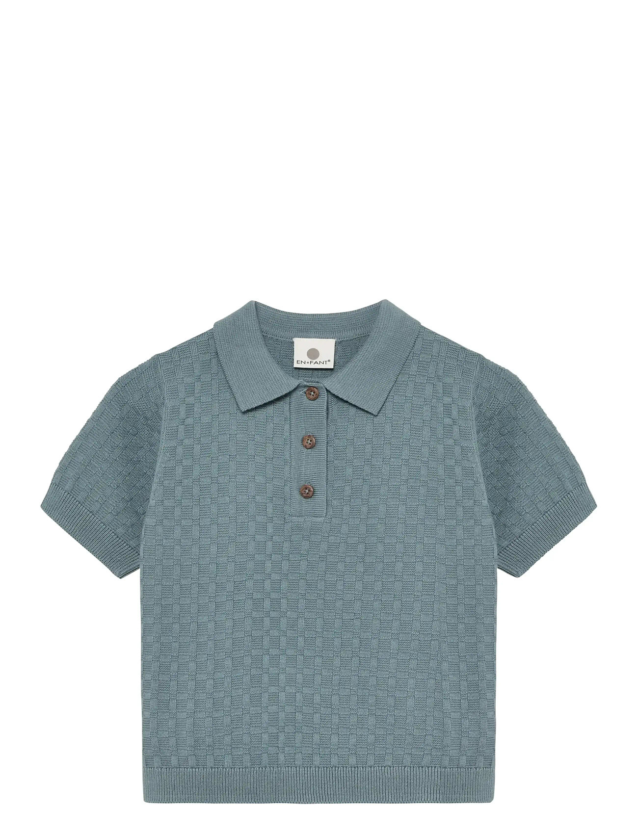 En Fant Knit Polo, 128, Blue, Poloshirts > Poloshirts Med Korte Ærmer, Børn