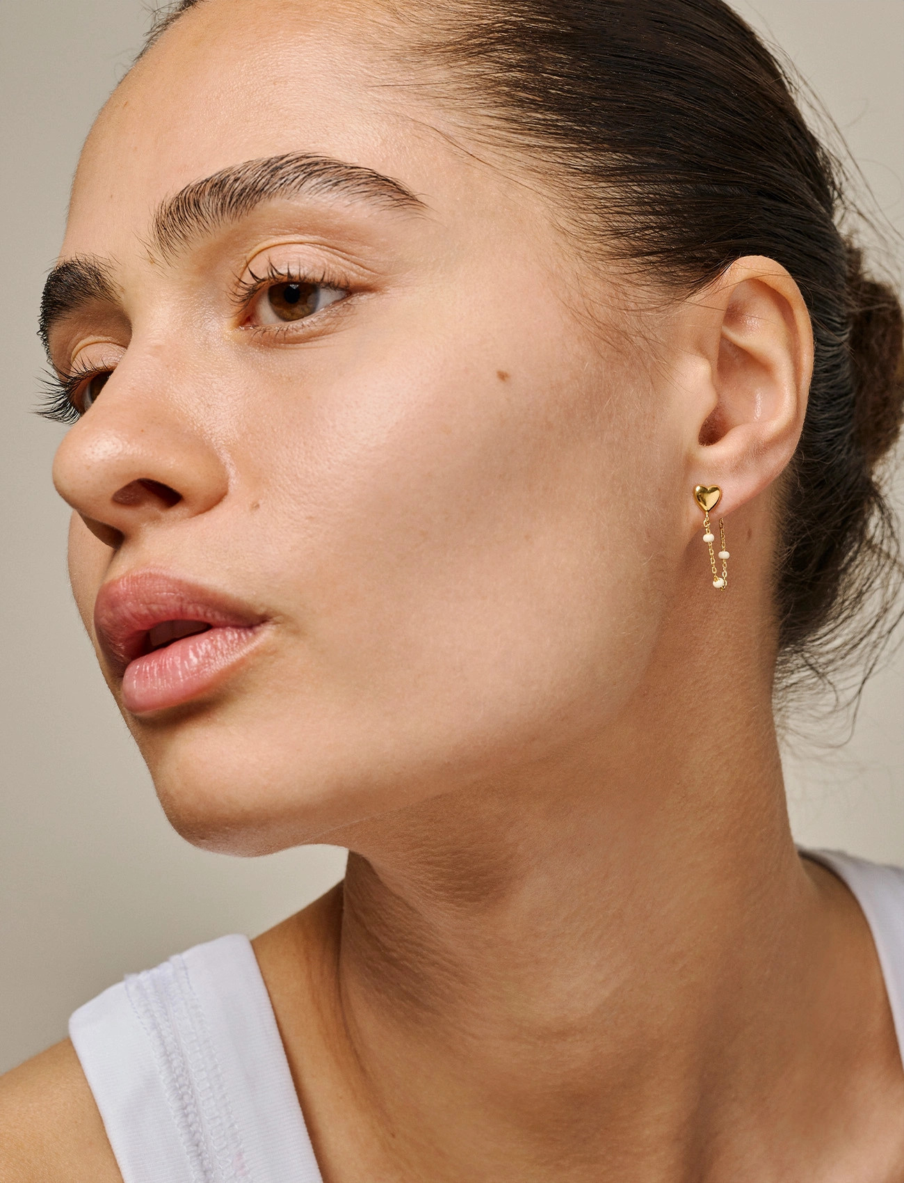 Enamel Copenhagen Earrings, Lola Heart, One Size, Gold, Øreringe > Enkelt Ørering, Dame