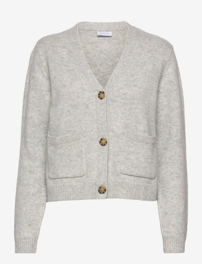 Wool cardigan - koftor - light grey melange