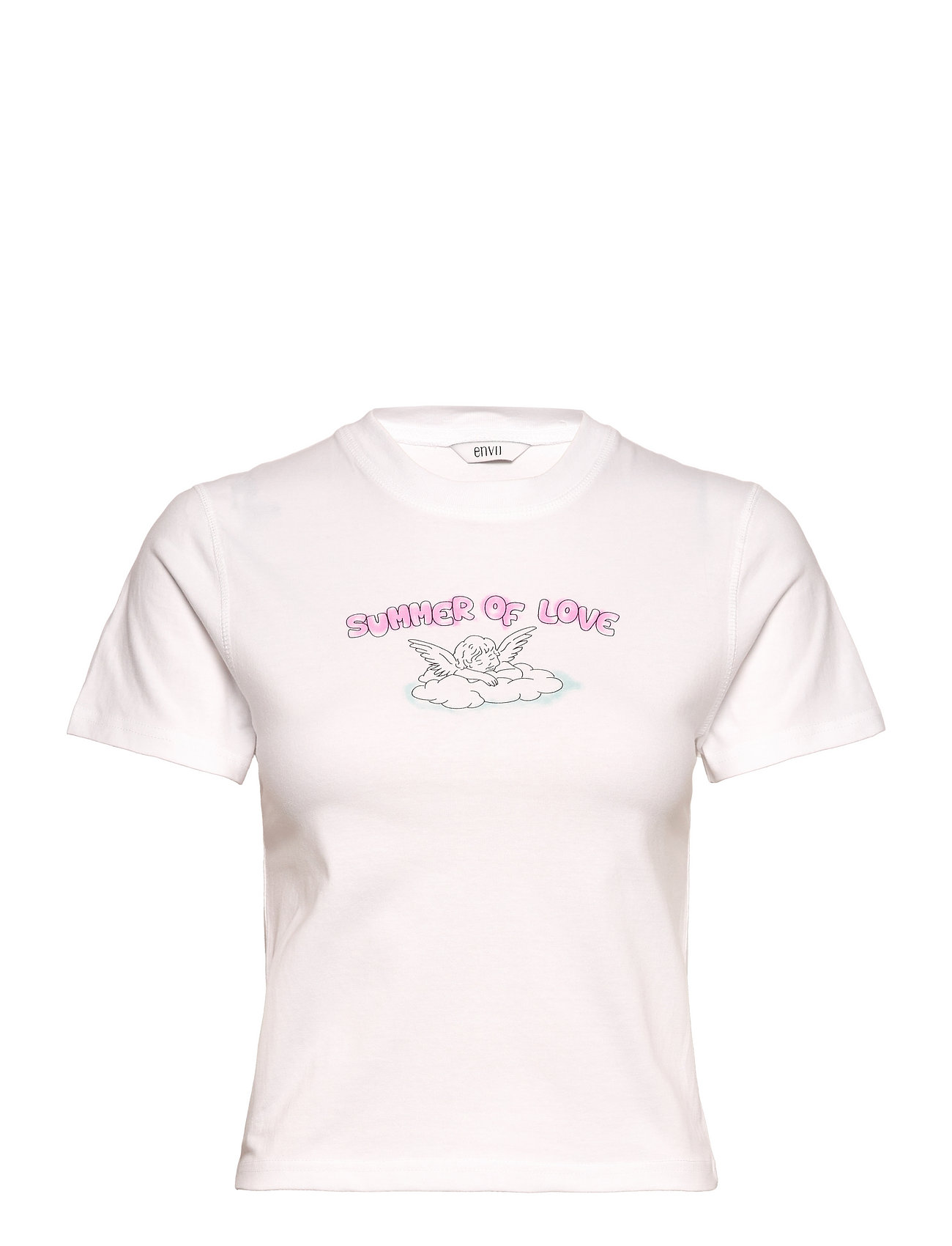 Enkulla Ss Slim Tee Print 5310 T-shirts & Tops Short-sleeved Vit Envii