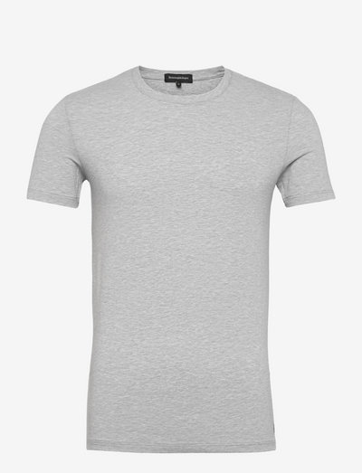 GREY CREW NECK STRETCH COTTON T-SHIRT - t-shirts basiques - flannel grey