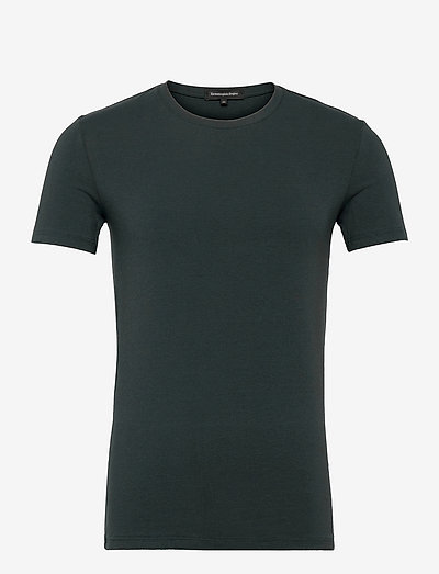 GREY CREW NECK STRETCH COTTON T-SHIRT - t-shirts basiques - spruce