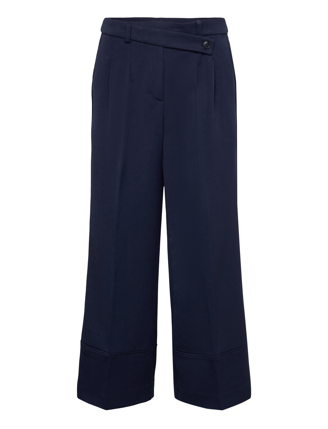 Culotte Trousers With Blended Viscose Bottoms Trousers Straight Leg Navy Esprit Casual