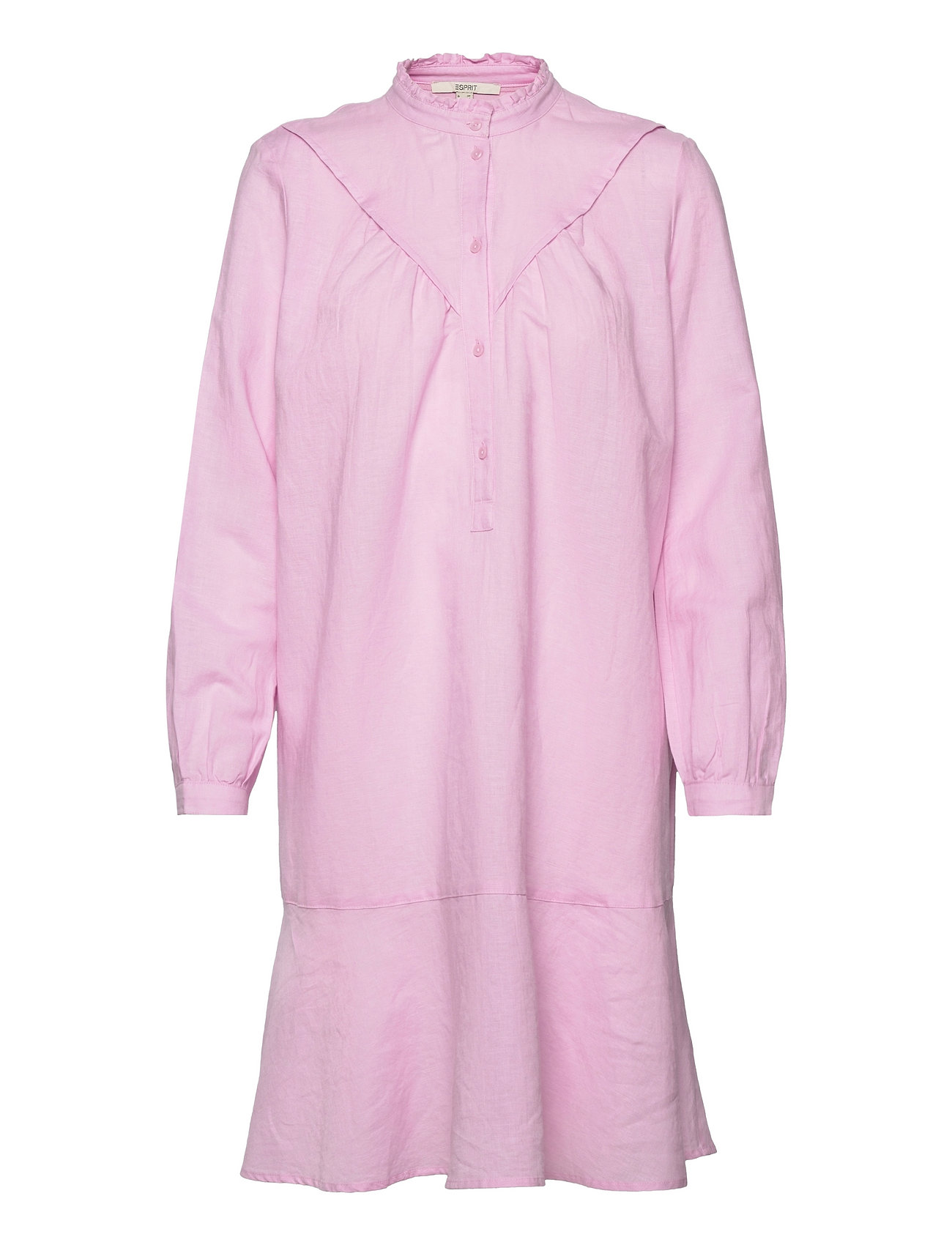 Dress In Blended Linen Knælang Kjole Pink Esprit Casual