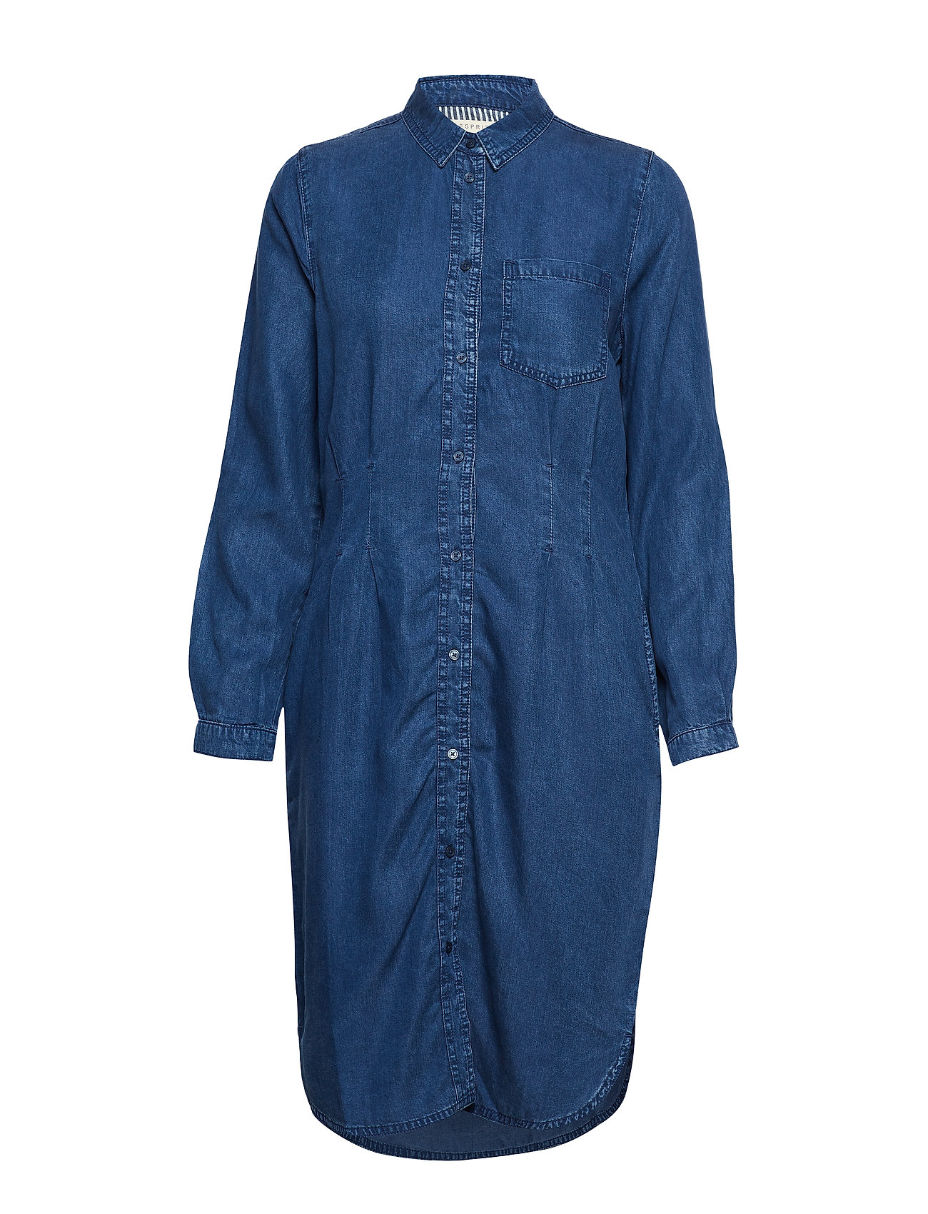 Esprit Casual Dresses Denim Knälång Klänning Blå [Color: BLUE MEDIUM WASH ][Sex: Women ][Sizes: XS,S,M ]