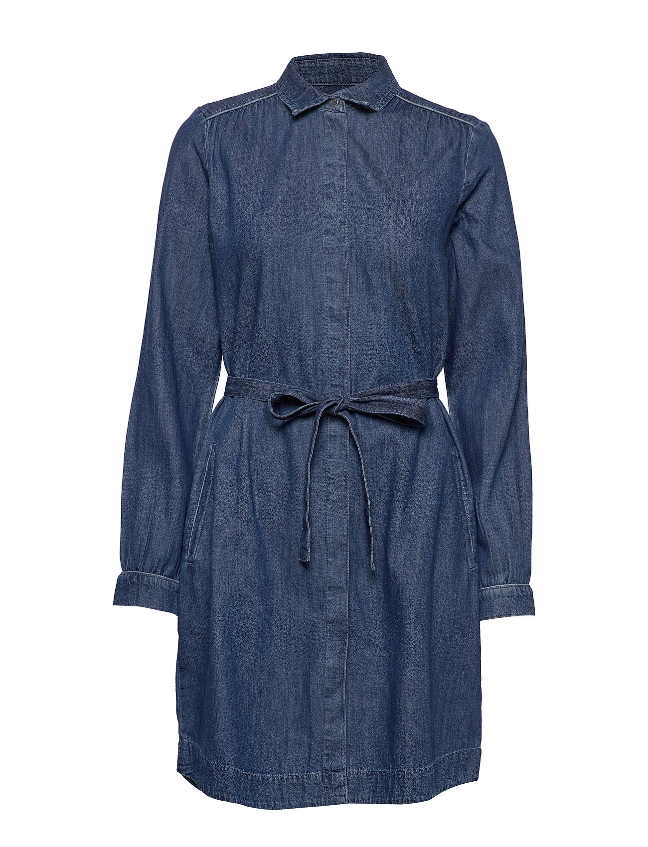 Esprit Casual Dresses Denim Knälång Klänning Blå [Color: BLUE MEDIUM WASH ][Sex: Women ][Sizes: XS,S ]