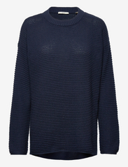 Textured knitted jumper - NAVY