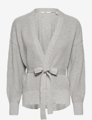 Knitted cardigan with tie belt - LIGHT GREY 5
