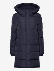 Quilted coat with rib knit details - NAVY