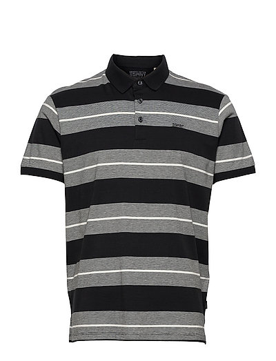 gray striped polo shirt