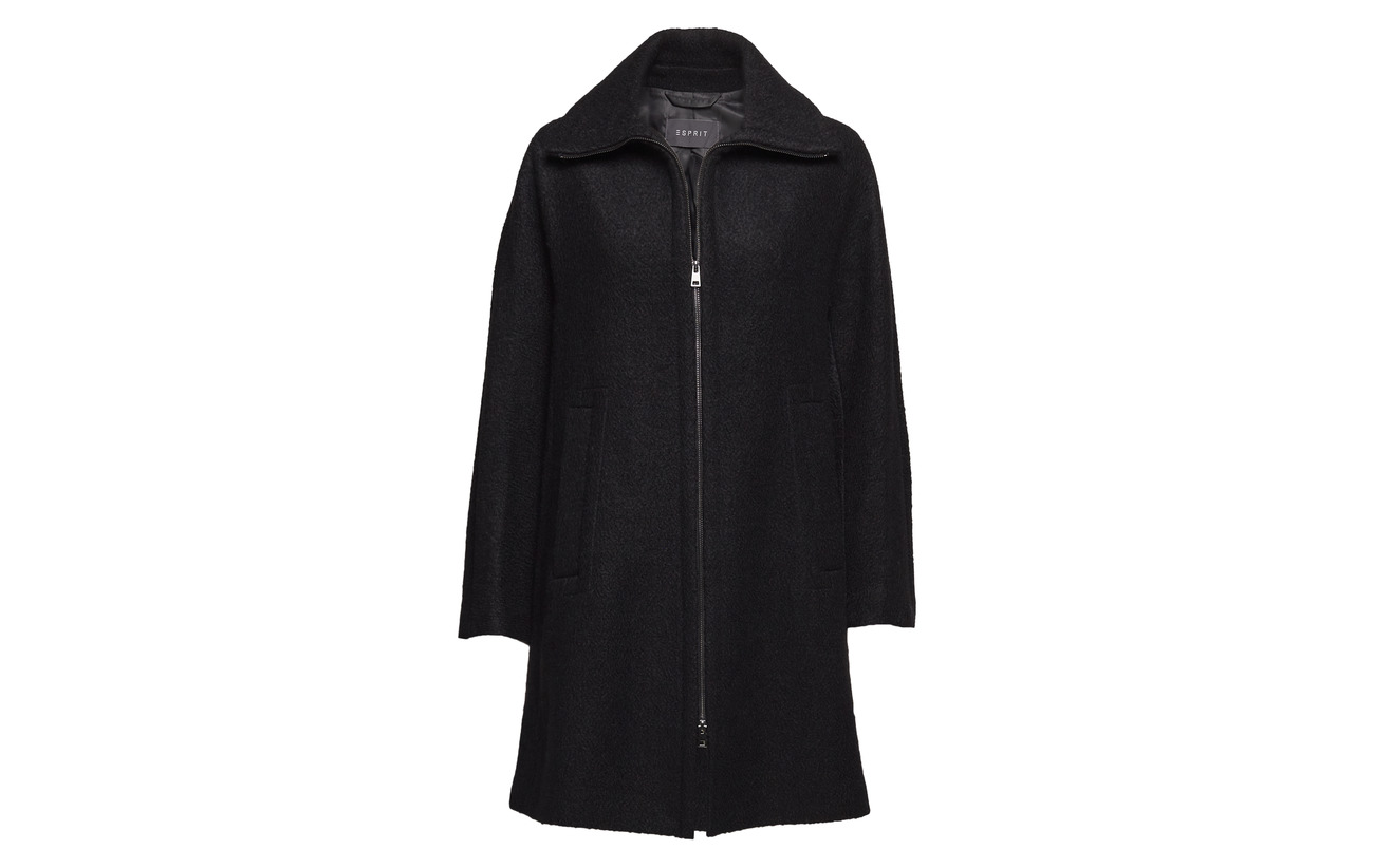 Polyester 58 Black Woven Esprit 42 Collection Coats Laine IxqAI4X