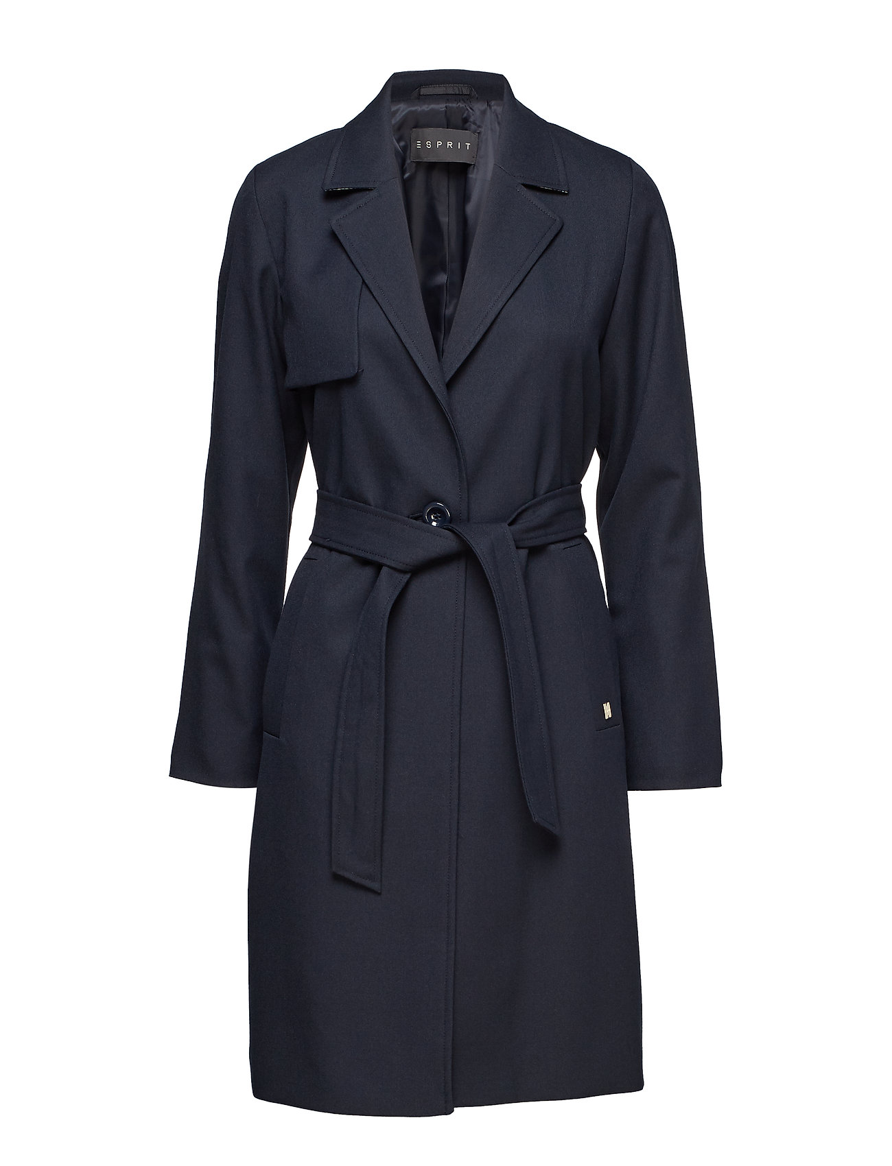 Coats Woven Trenchcoat Lange Jas Blauw Esprit Collection esprit collection kopen in de aanbieding