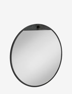 Tillbakablick speil rund - runde speil - black stained birch