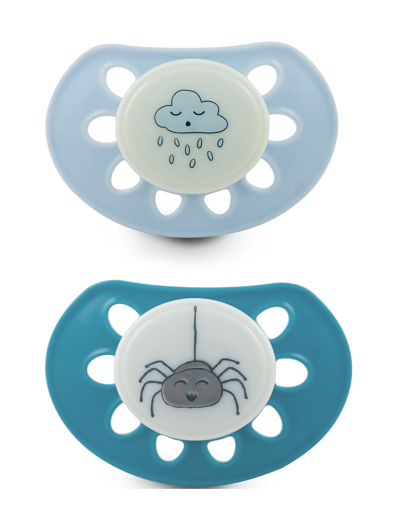 Pacifier Classic Silic Glow 2-Pack, +4 Month Blue Patterned Esska