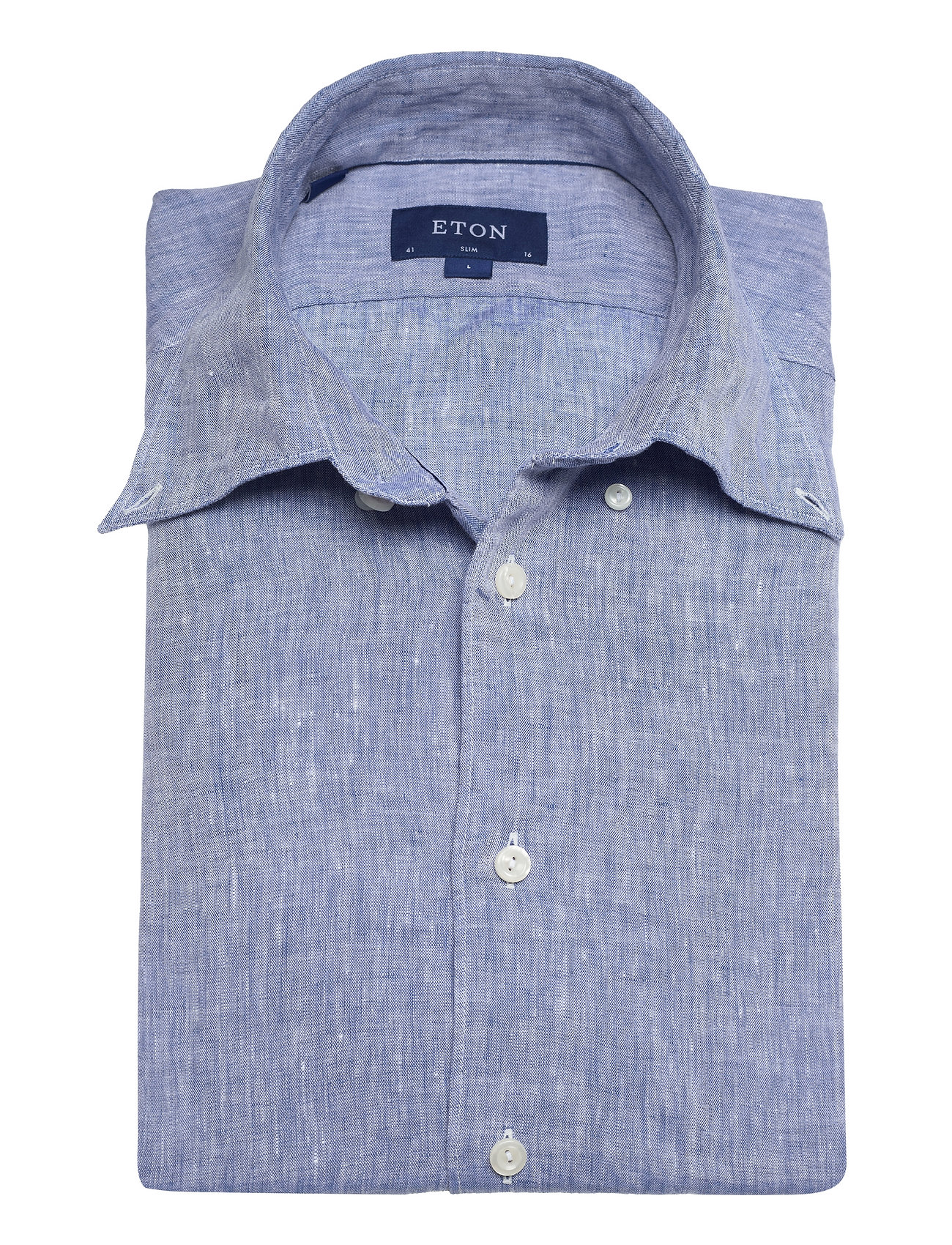 Eton - Men's shirt: Casual  Linen - basic-hemden - mid blue - 3