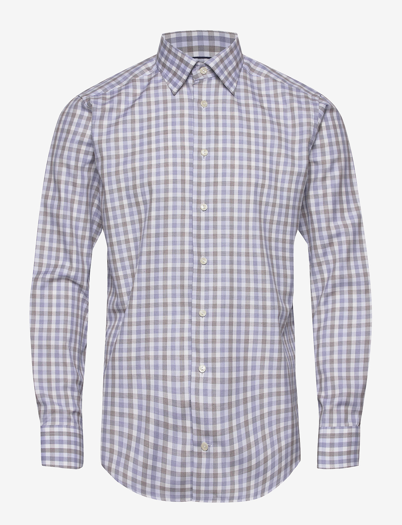 Eton Blue \u0026 Brown Gingham Checked Twill 