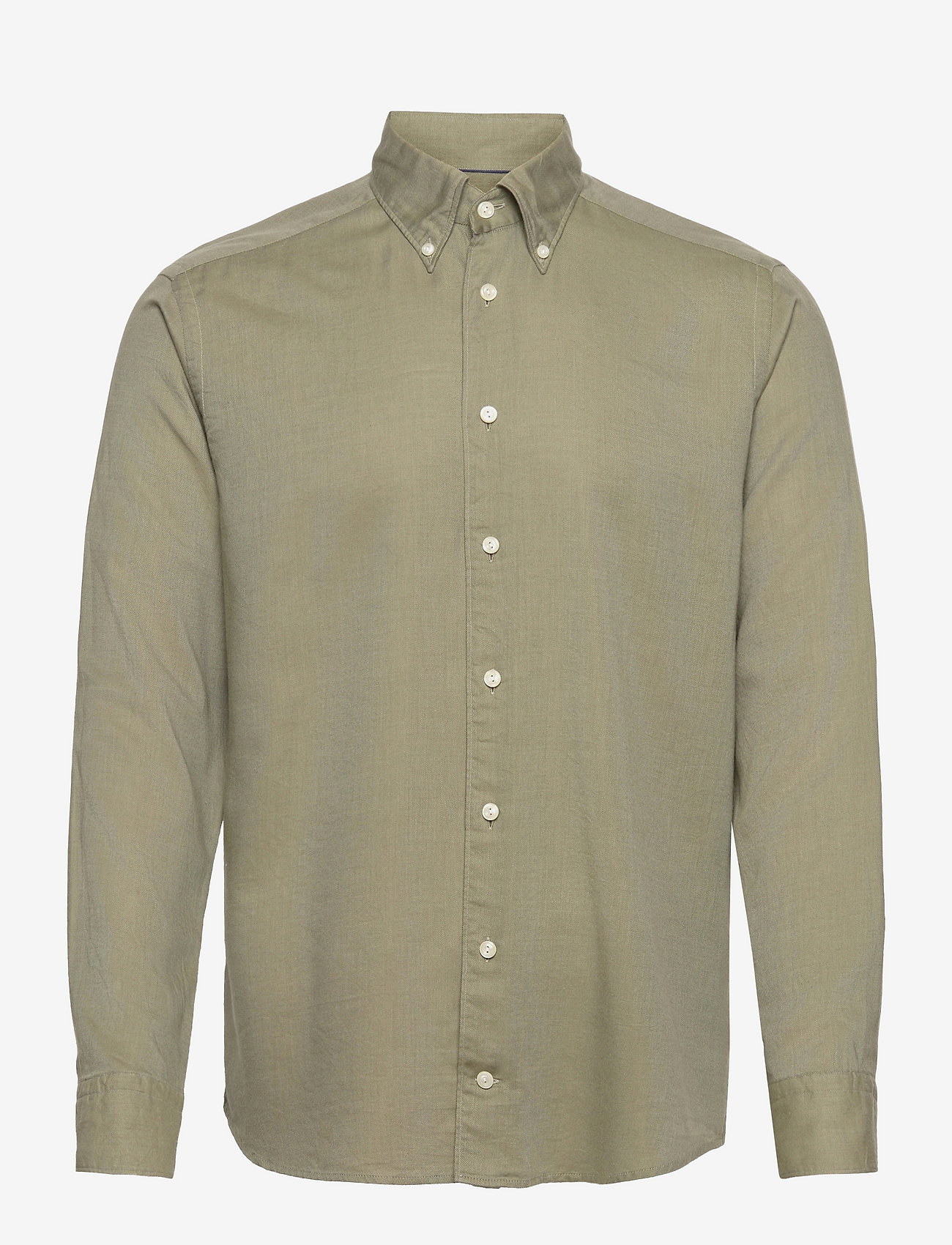 Eton - Men's shirt: Casual  Cotton & Tencel Flannel - lina krekli - dark green - 0