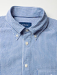 Eton - Navy Striped Seersucker Short Sleeve Popover Shirt - basic-hemden - blue - 3