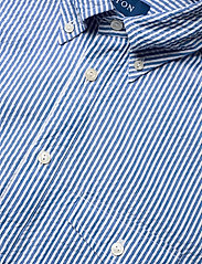 Eton - Navy Striped Seersucker Short Sleeve Popover Shirt - basic-hemden - blue - 4