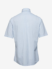 Eton - Navy Striped Seersucker Short Sleeve Popover Shirt - basic-hemden - blue - 1