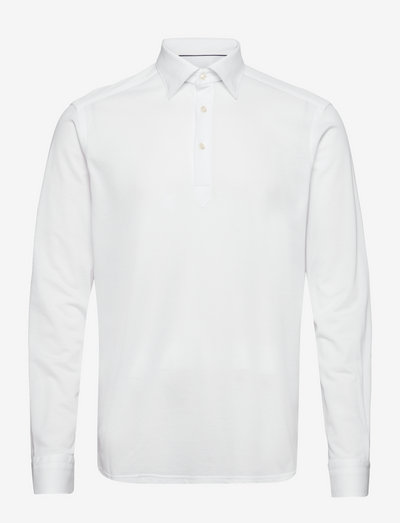 Men's shirt: Casual  Pique - langärmelig - white