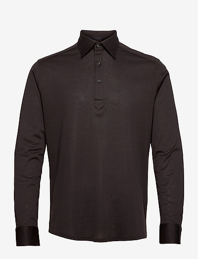 Men's shirt: Casual  Pique - langärmelig - brown
