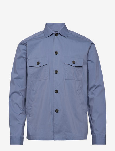 Men's shirt: Casual  Cotton & Nylon - leinenhemden - mid blue