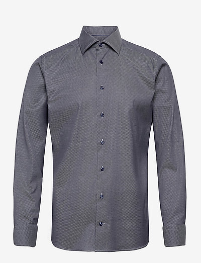Men's shirt: Business  Cotton tencel stretch - linen shirts - navy blue