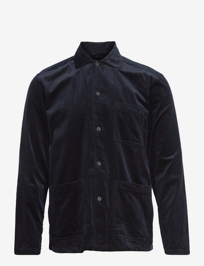 Men's shirt: Casual  Corduroy - linen shirts - navy blue