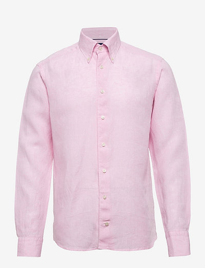 Men's shirt: Casual  Linen - peruskauluspaidat - pink