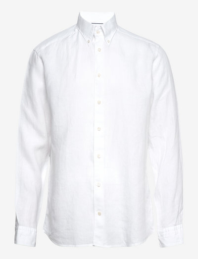 Men's shirt: Casual  Linen - basic krekli - white