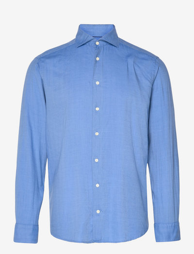 Men's shirt: Casual  Twill Cotton Tencel - peruskauluspaidat - dark blue