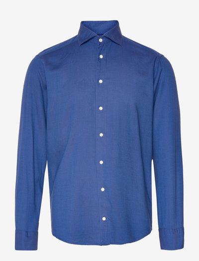 Men's shirt: Casual  Twill Cotton Tencel - basic shirts - navy blue