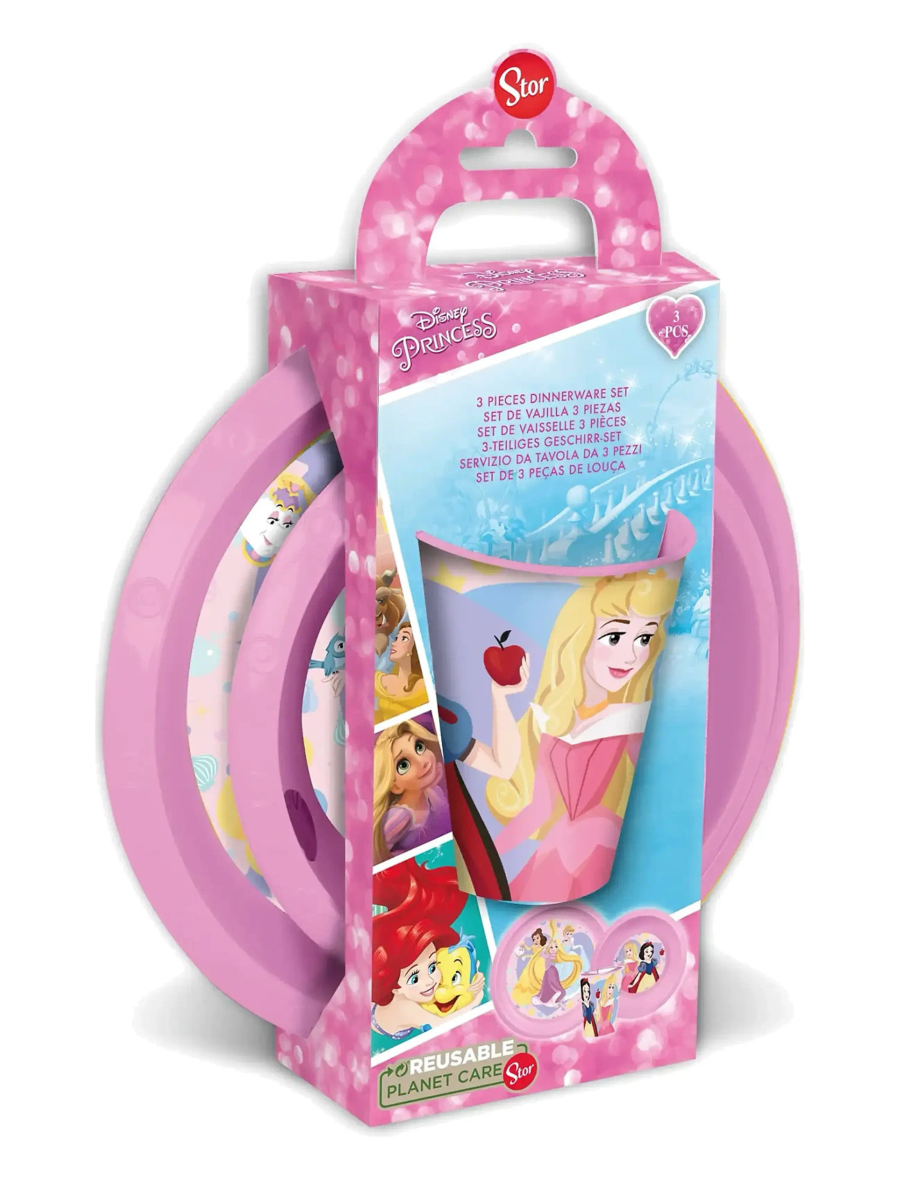 Princesses Disney Princess 3 Stk,Skål, Tallerken Og Krus, One Size, Pink, Måltid > Middagssæt, Børn