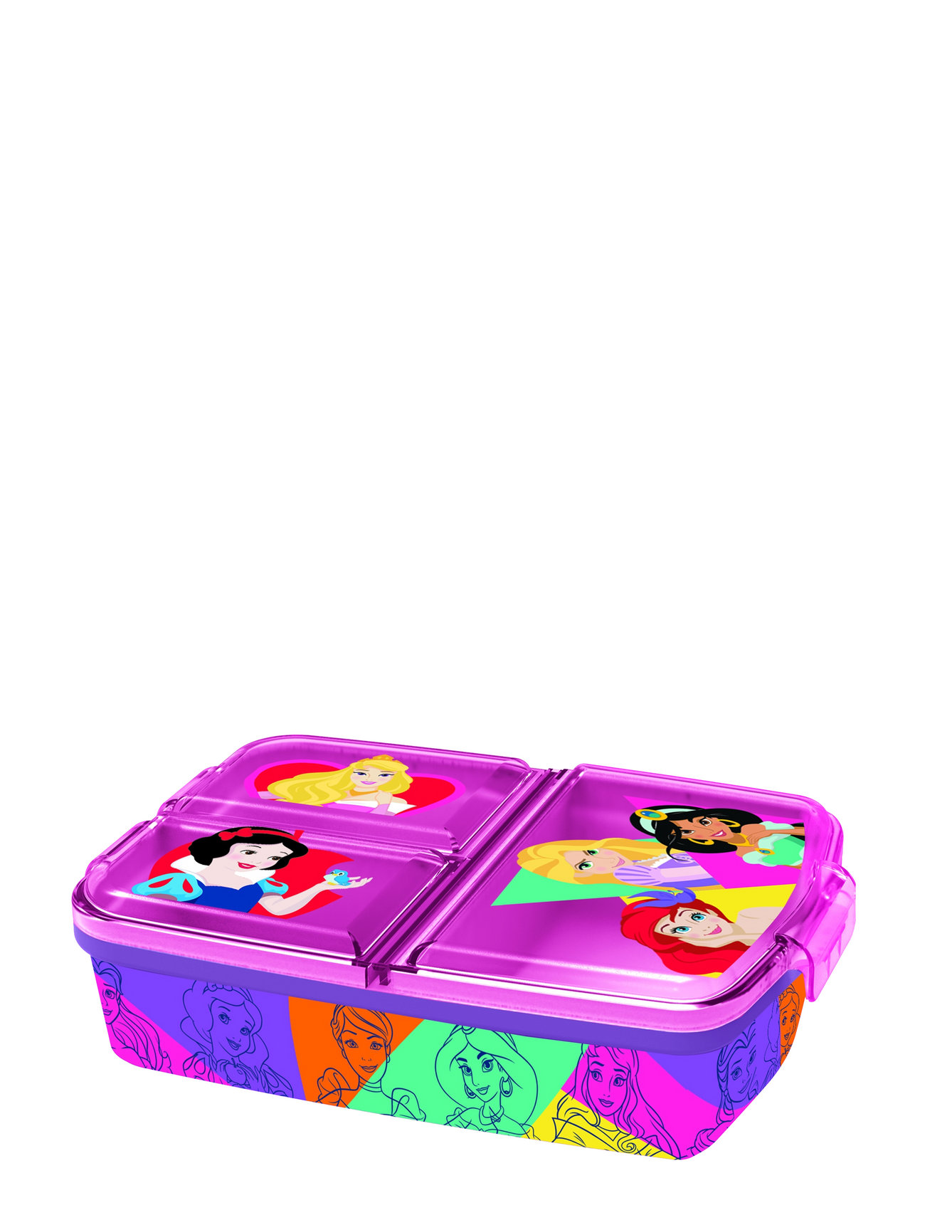 Disney Princess Multi Comp. Sandwich Box Home Meal Time Lunch Boxes Purple Princesses