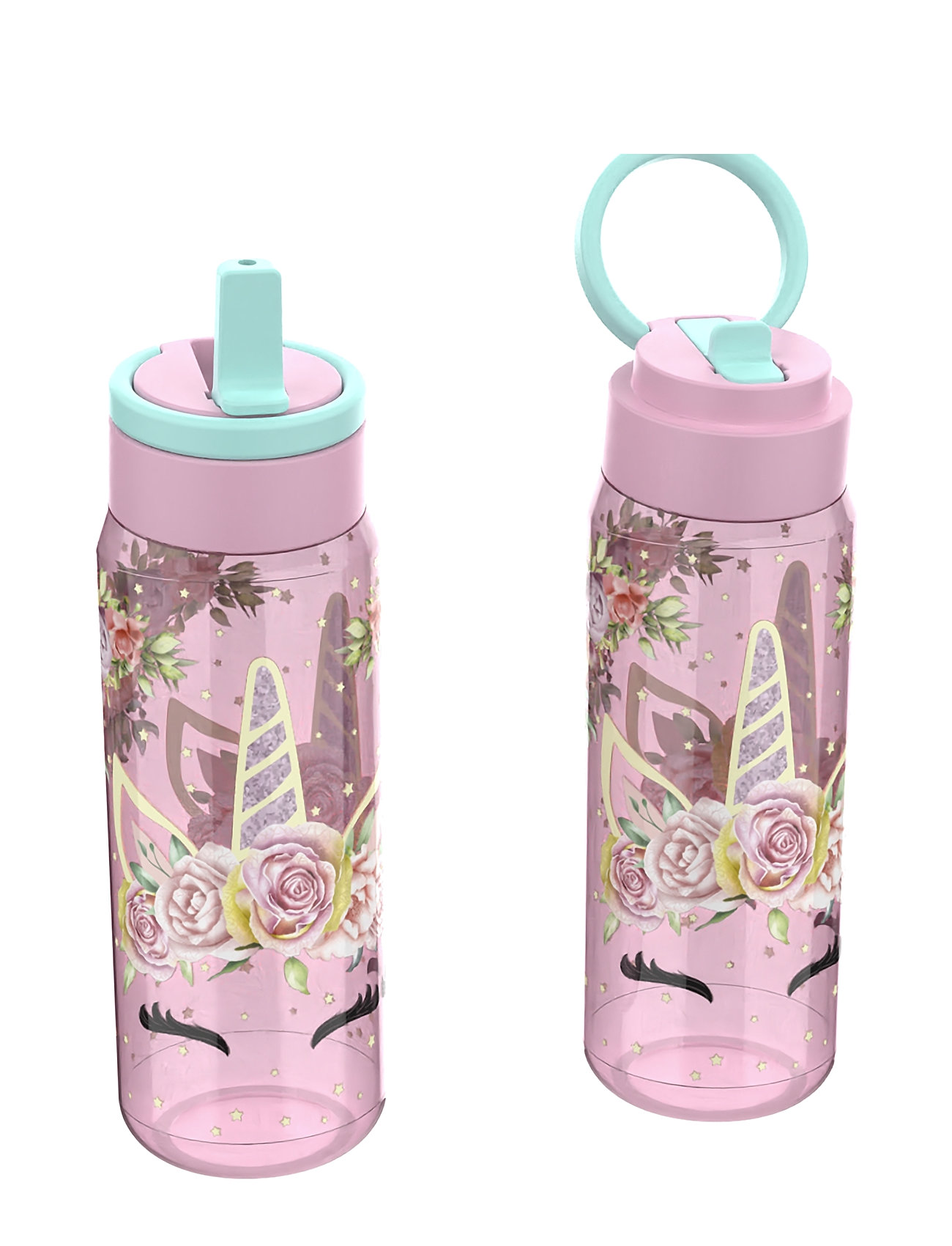 Unicorn Flowers Water Bottle Pink Euromic