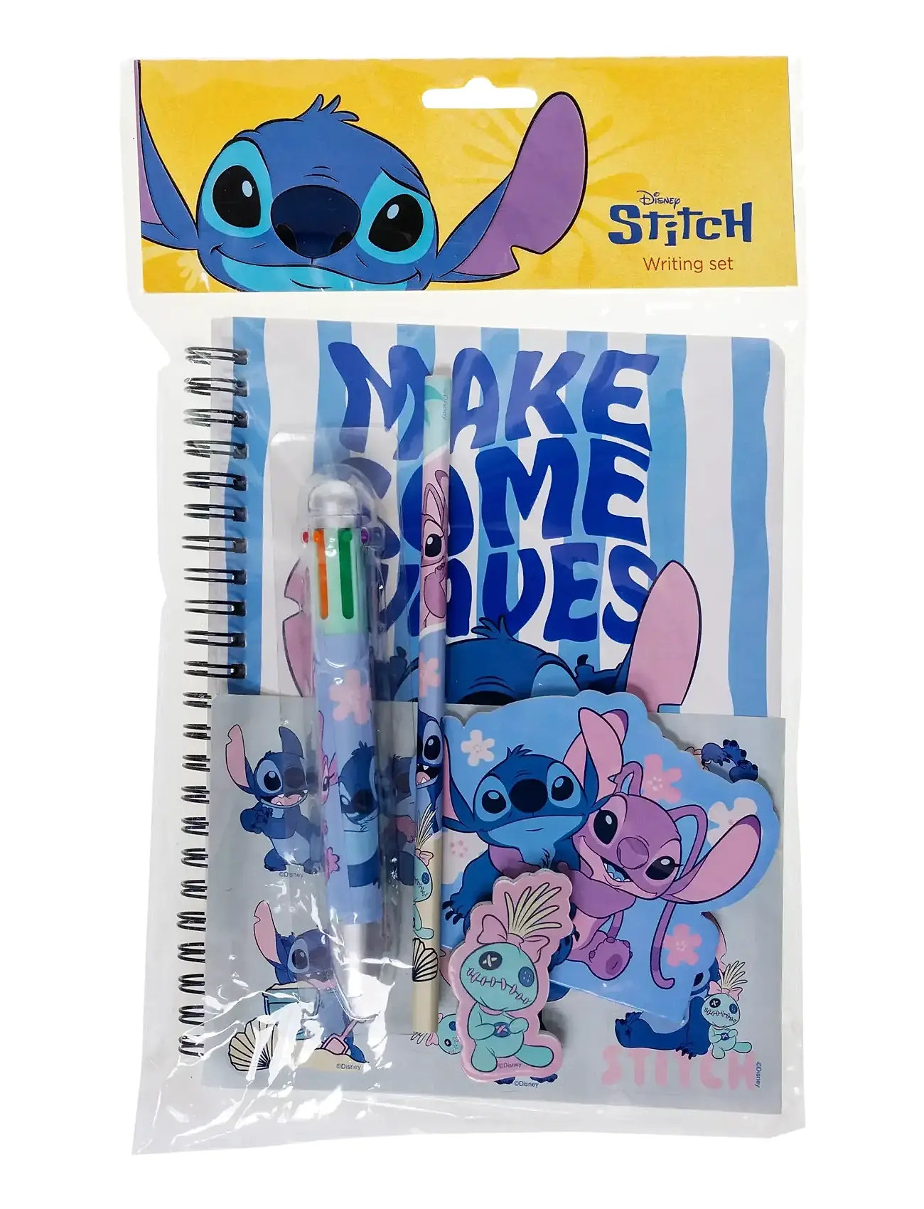 Lilo & Stitch Stitch, Skrivesæt, M/Flerfarvet Pen, One Size, Blue, Tegning > Papirvarer, Børn