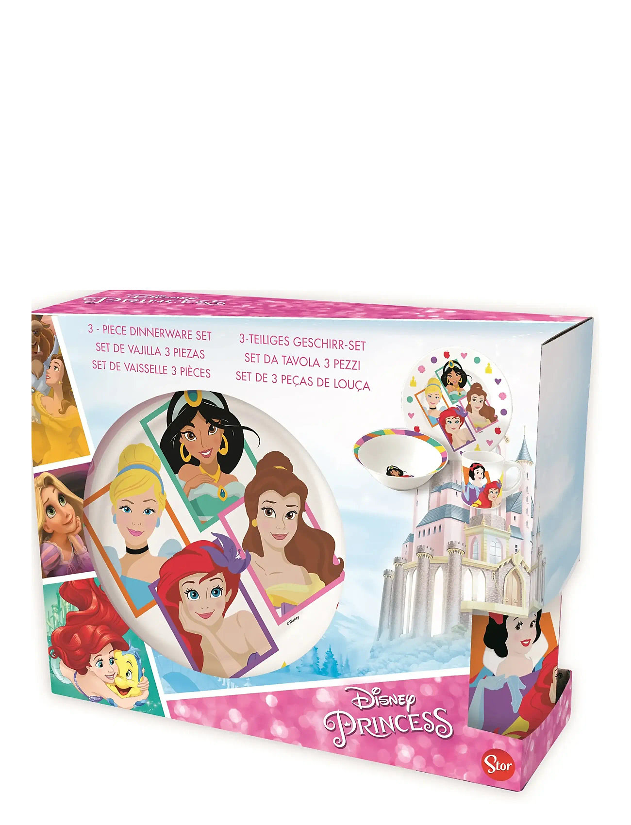 EUROMIC Prinsesse 3 Styks Keramik Spisesæt Pink - One Size - Kinder