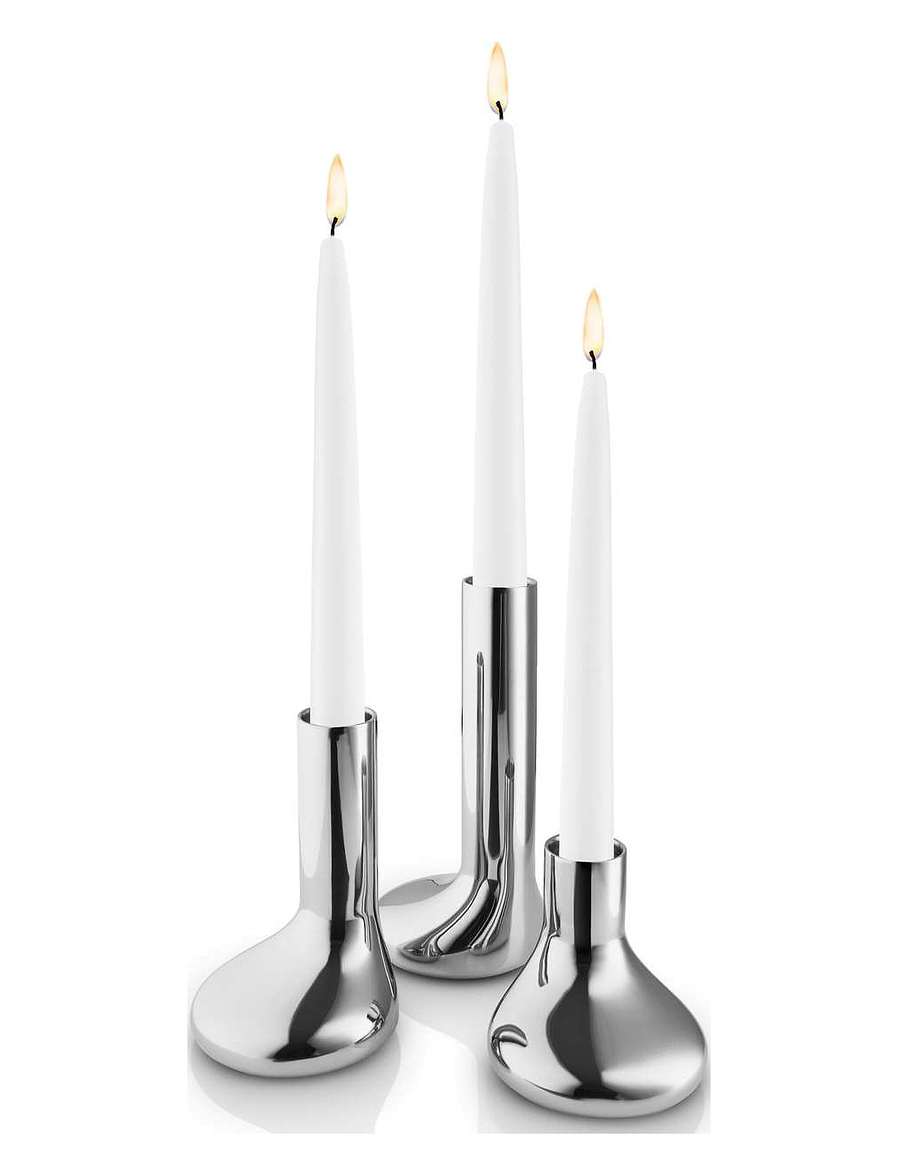 Mellow Lysestage Sæt 3 Stk. Home Decoration Candlesticks & Lanterns Candlesticks Silver Eva Solo