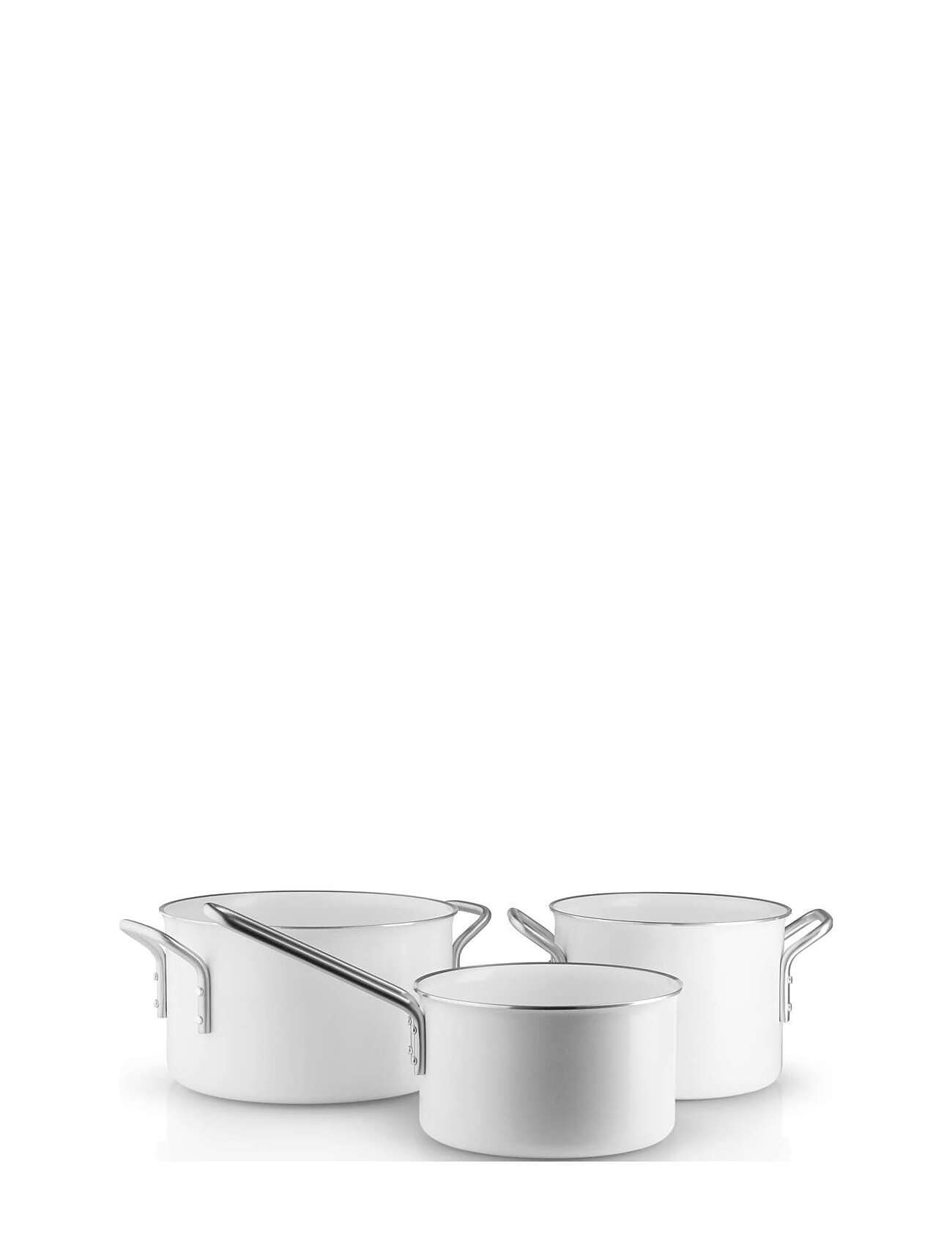 White Line Grydesæt 3 Stk. Keramisk Slip-Let® Home Kitchen Pots & Pans Casserole Dishes White Eva Trio