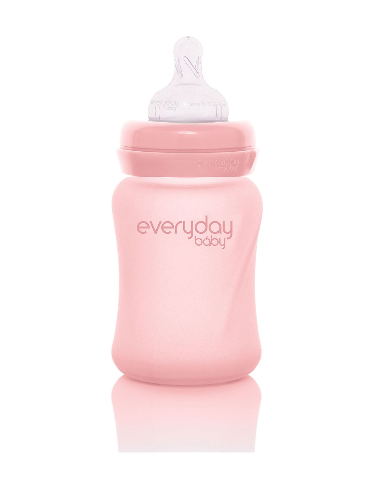 Glass Baby Bottle Healthy + Rose Pink 150Ml Pink Everyday Baby