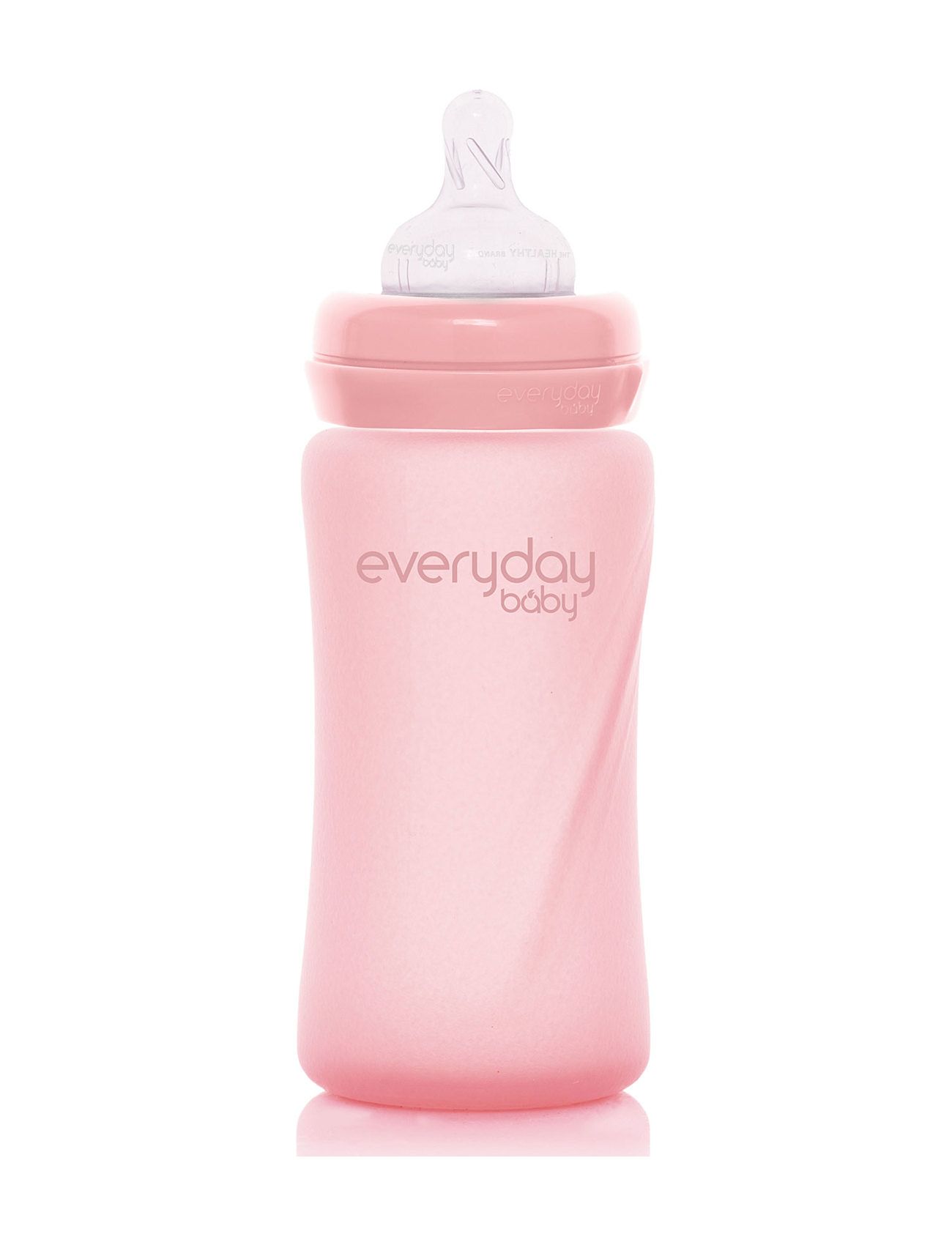 Glass Baby Bottle Healthy + Rose Pink 240Ml Pink Everyday Baby