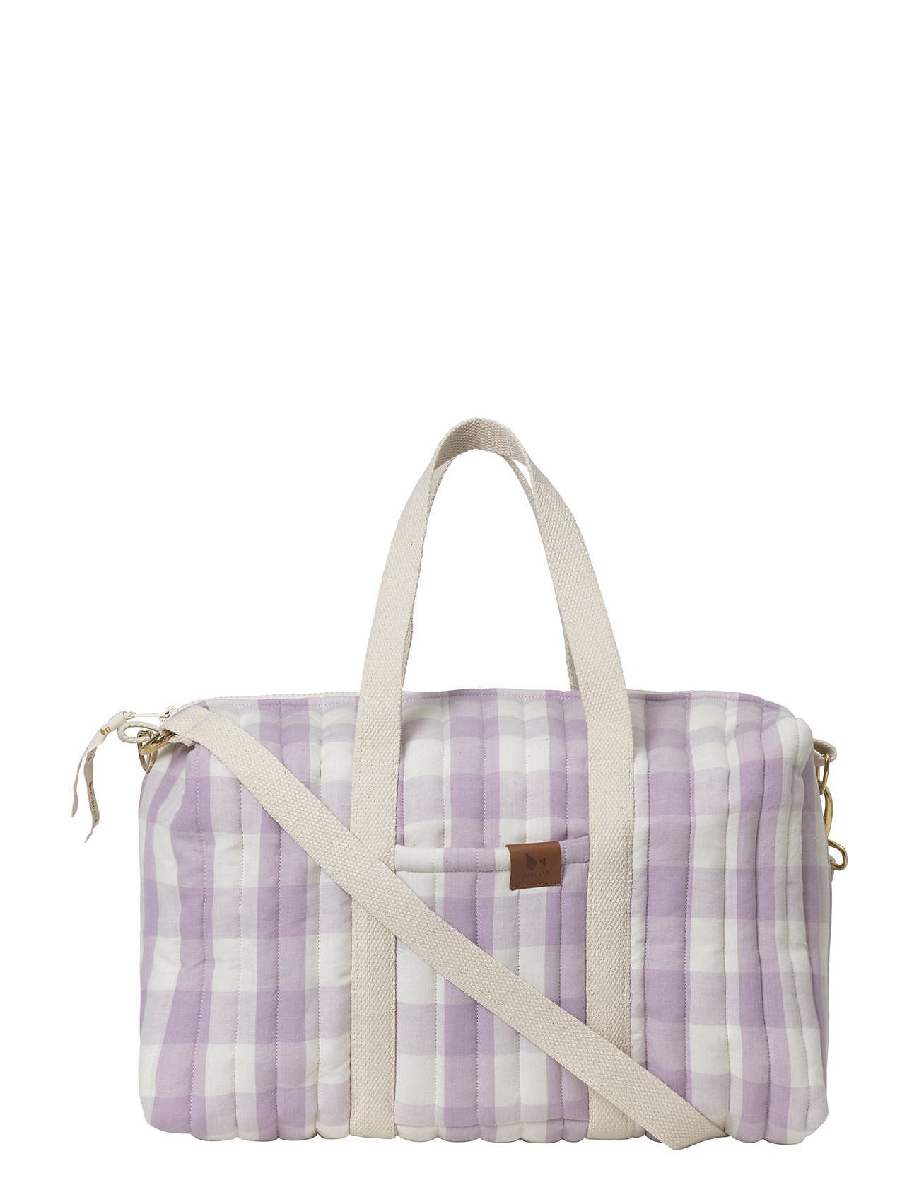 Quilted Gym Bag - Lilac Checks Accessories Bags Sports Bags Purple Fabelab